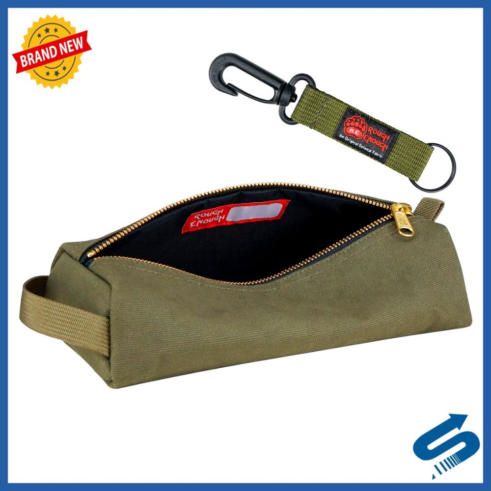 Canvas Tool Pouch Zippered Storage Organizer Compact Vintage Style Utility